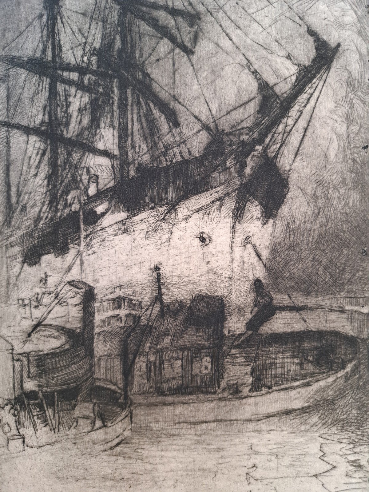 PEISER Kurt "Coque de voilier" ets, Enlèvement ou Envoi, Eau-forte, Encadré