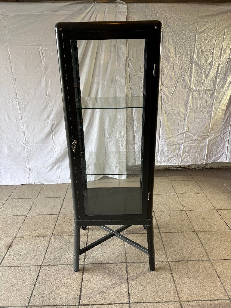 Étagère vitrée sur cadre métallique, Avec porte(s), 25 à 50 cm, Vitrine, Comme neuf