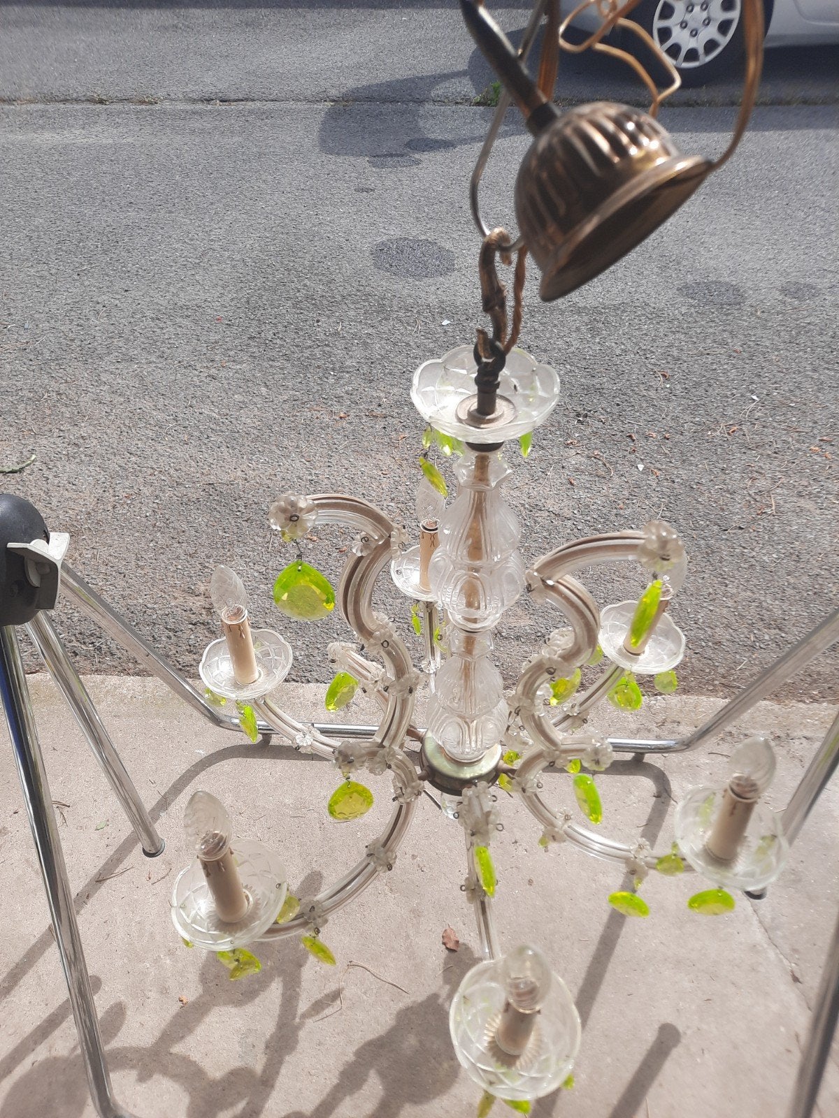 Kroonluchter uit de jaren 70, Maison & Meubles, Lampes | Lustres, Verre, Enlèvement