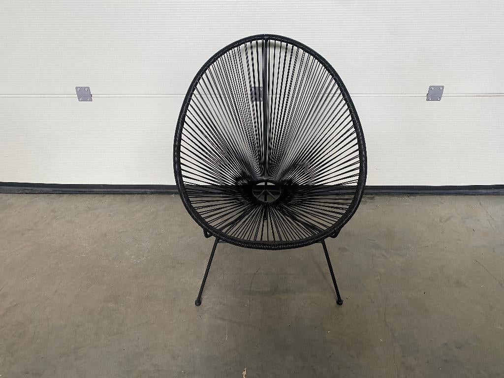 (65) Zwarte moderne tuinstoel, Tuin en Terras, Tuinstoelen, Zo goed als nieuw, Ophalen