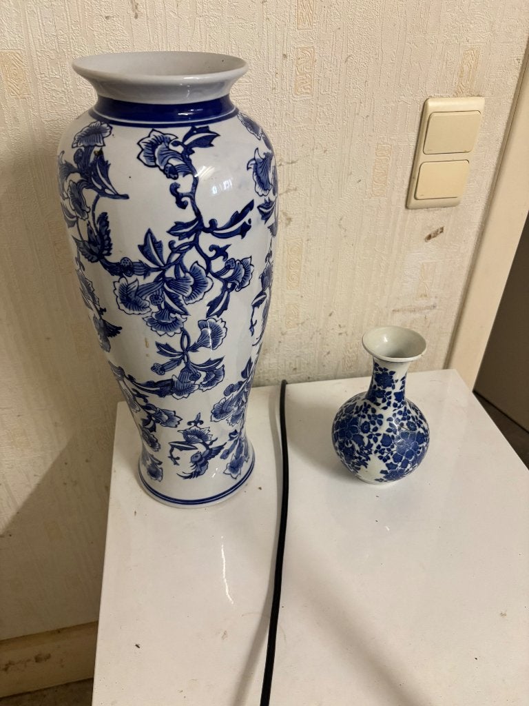 Prachtige Chinese vaas blauw wit porselein, Ophalen