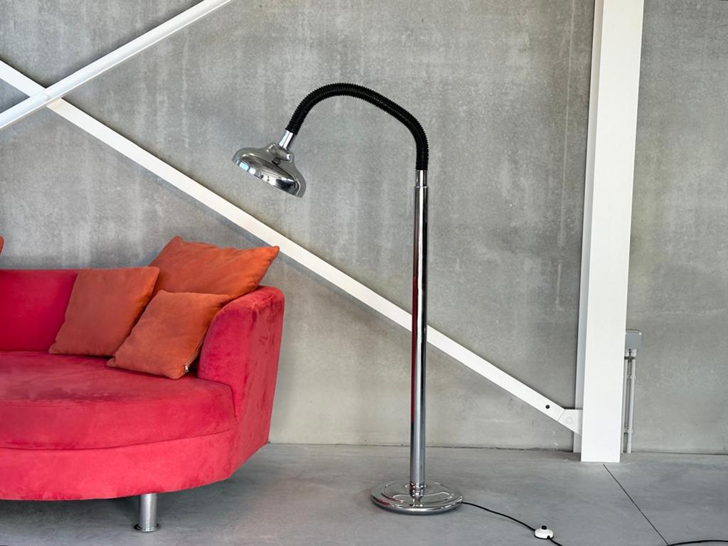 Vintage chroom vloerlamp 1980’s, Ophalen, Zo goed als nieuw