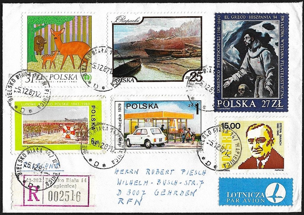 1987 - POLEN - Cover + Y&T 2469+2649+2667+2697+2724+2735, Postzegels en Munten, Verzenden, Polen, Gestempeld