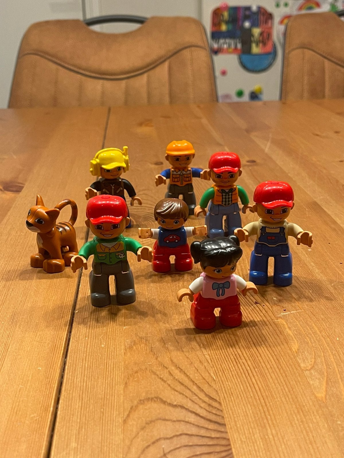 Poupées et chat LEGO Duplo - 7 figurines et 1 animal, Minifigurine, Utilisé, Duplo, Enlèvement ou Envoi