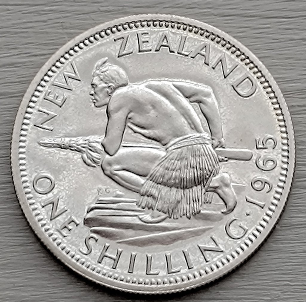 munt Nieuw Zeeland 1 shilling 1965, Timbres & Monnaies, Enlèvement ou Envoi