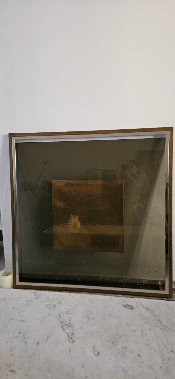 Glazen tafelblad met kader., Ophalen