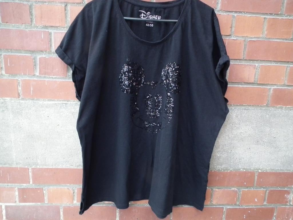 Zwart t-shirt, voor dames (Disney C&A) maat 48/50, Verzenden, Zwart, Maat 46/48 (XL) of groter, Zonder mouw