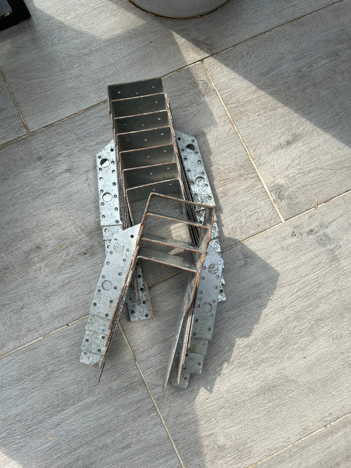 Lot de 11 supports de poteaux galvanisés 90 x 180 mm, Enlèvement ou Envoi, Comme neuf, Poteaux
