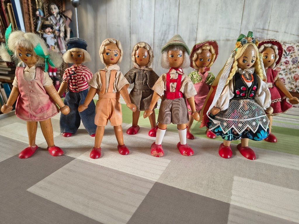 poupées vintage en bois Poland peg dolls « joli" 1950 - 1970, Enlèvement ou Envoi, Utilisé, Autres types