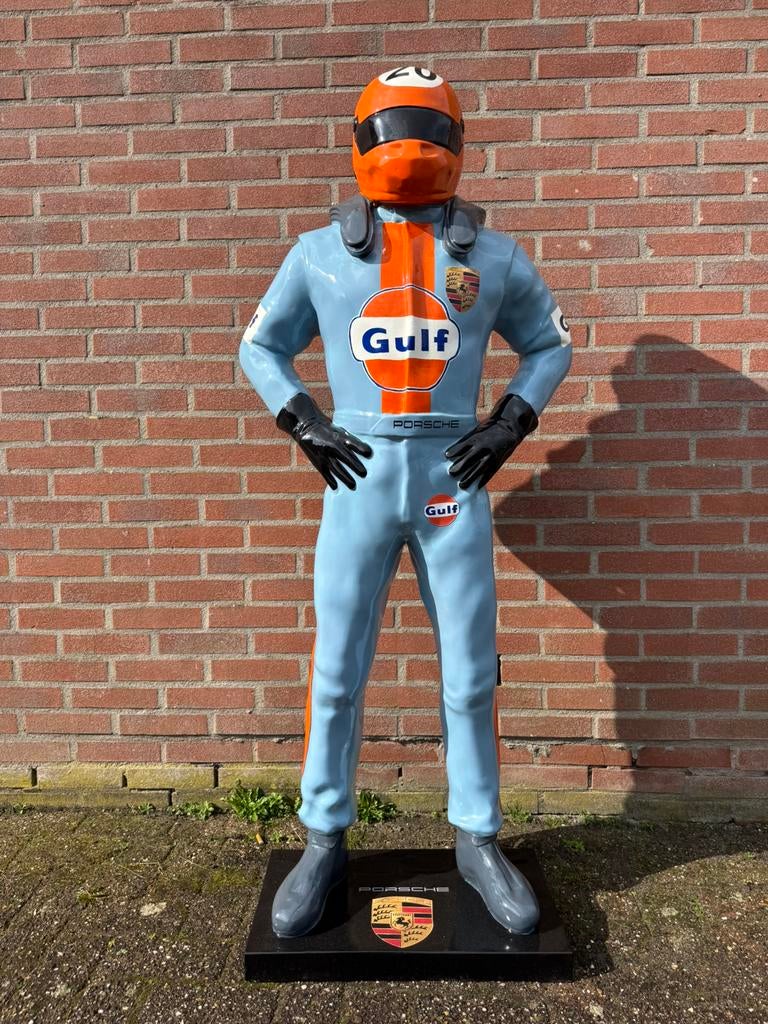 Groot Gulf Porsche garage reclame beeld, Verzamelen, Ophalen, Gebruikt, Mens