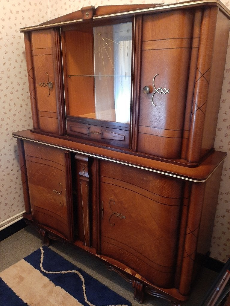 Art deco buffet kast met vitrine deel, Ophalen