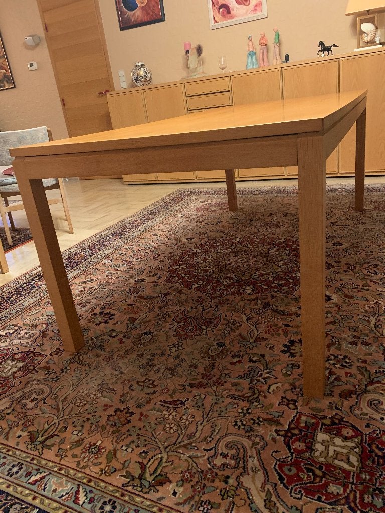 194-2,80m /95/76 hoog cm tafel licht eikenfineer, Ophalen, Gebruikt, 200 cm of meer, 50 tot 100 cm
