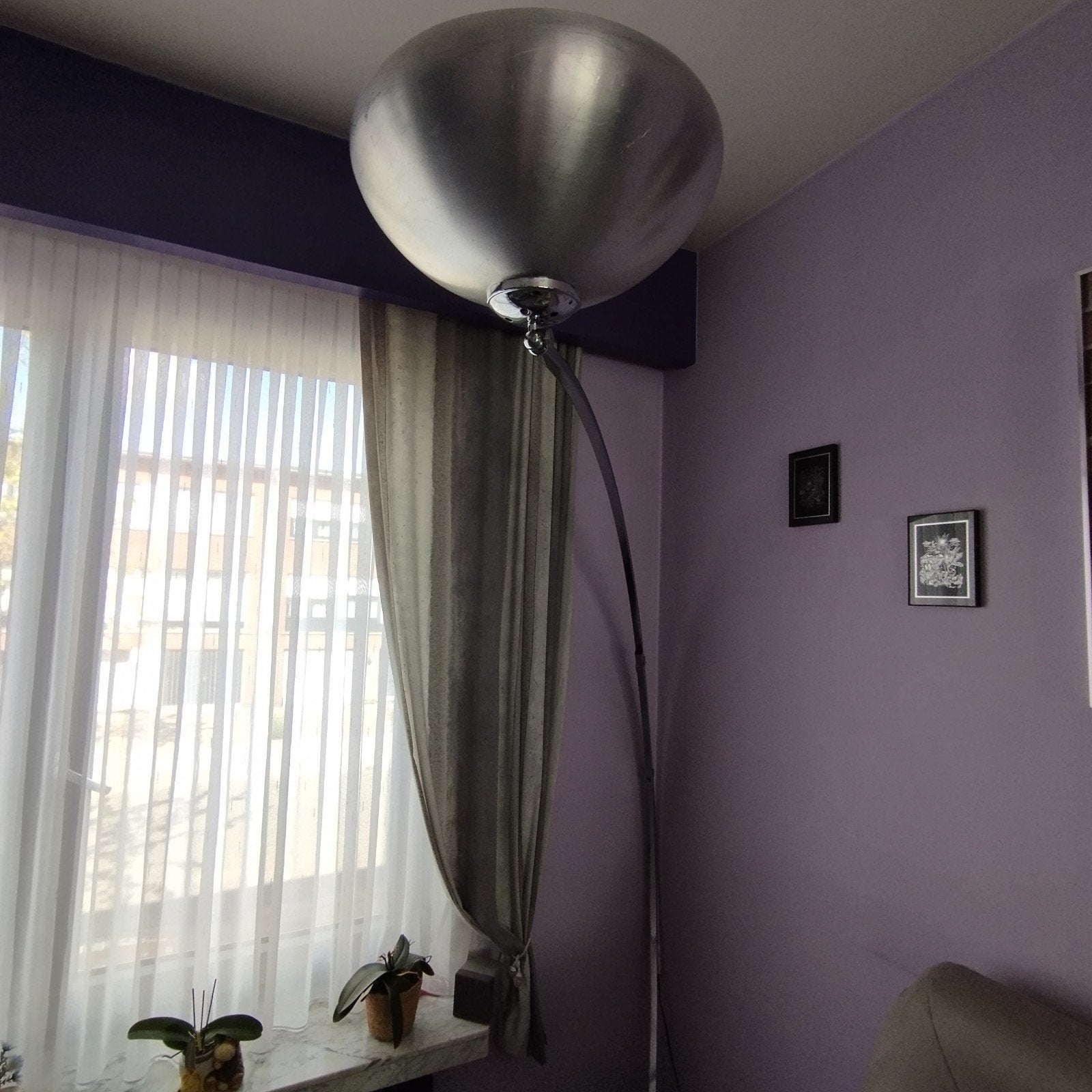 Vintage boog vloerlamp, Maison & Meubles, Lampes | Plafonniers, Enlèvement, Argenté, Utilisé, Vintage