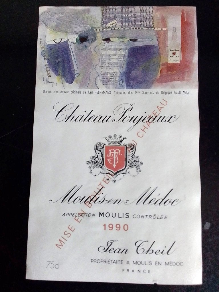 Wijnlabel Château Poujeaux uit 1990, Ophalen of Verzenden, Zo goed als nieuw