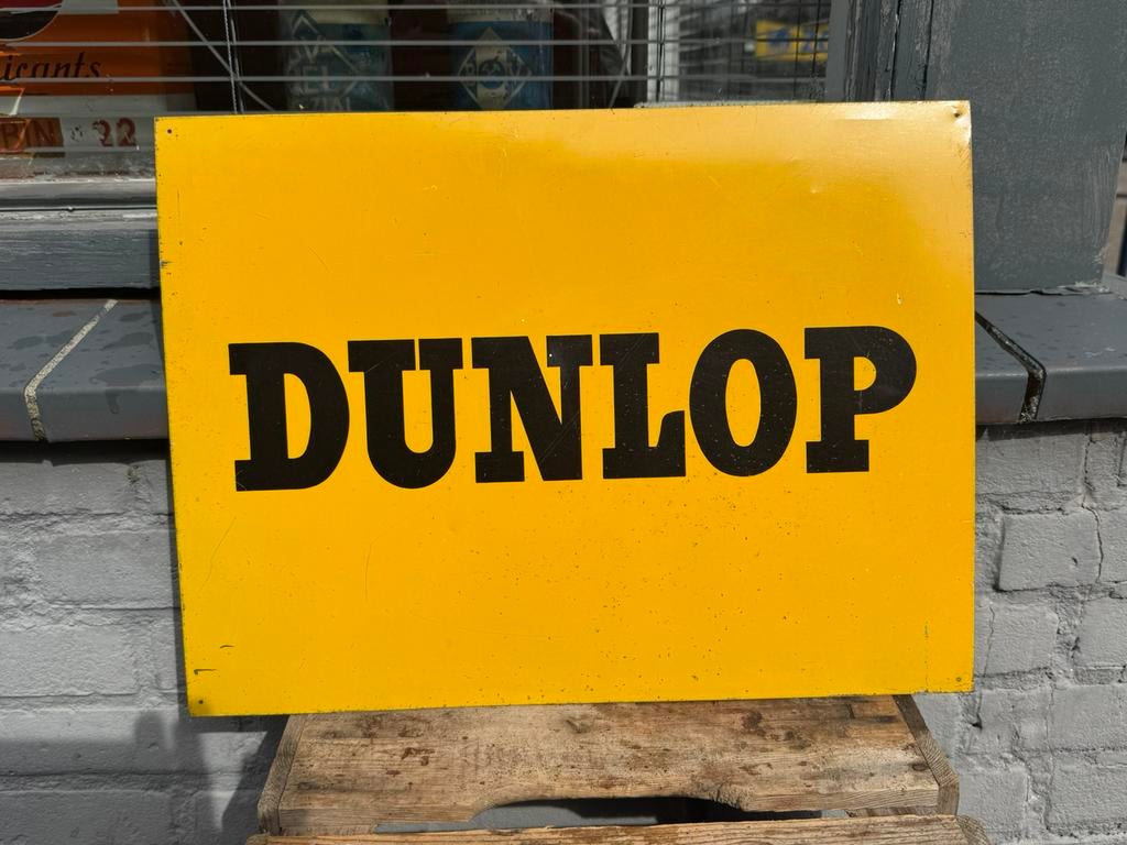 DUNLOP Banden oud reclamebord, Verzamelen, Ophalen of Verzenden, Gebruikt, Reclamebord