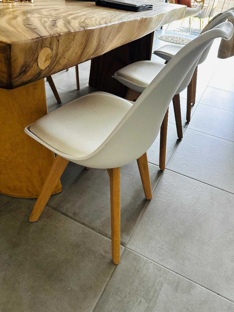 Stoelen (6) eetkamer, Huis en Inrichting, Stoelen, Ophalen, Leer, Gebruikt, Wit