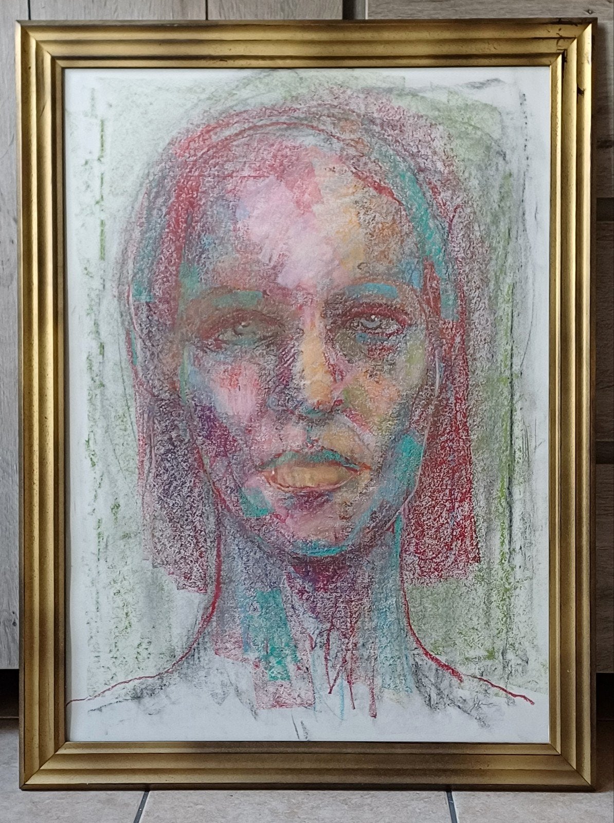 Portret in oliepastel, 50 x 70 cm, Antiek en Kunst, Gesigneerd, Ophalen