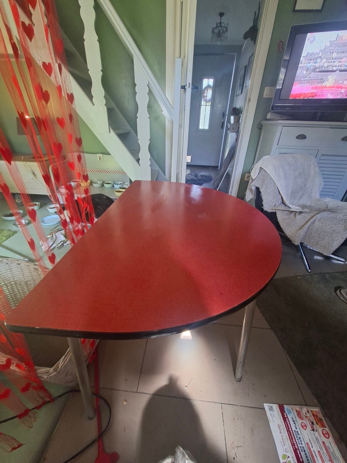 vintage half rond formica tafel, Enlèvement ou Envoi, Rond