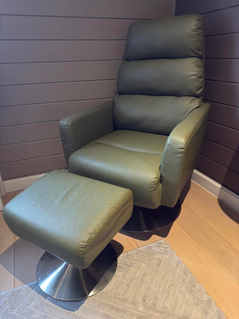 Ensemble chaise longue et pouf haut de gamme — Comme neuf, Enlèvement ou Envoi, Comme neuf