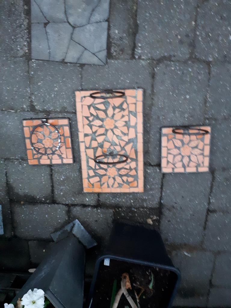 Mozaïek terracotta tuinset  muurset voor planten, Tuin en Terras, Ophalen, Rond