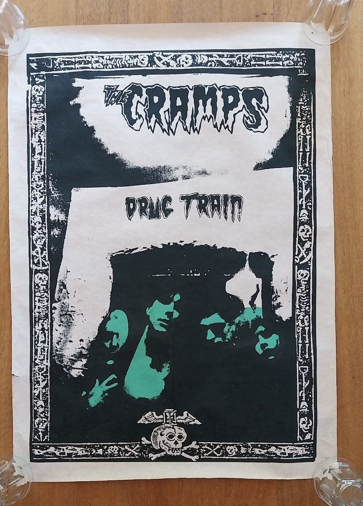 THE CRAMPS Originele promotioposter voor drugstrein uit 1980, Ophalen of Verzenden, Gebruikt, A1 t/m A3, Rechthoekig Staand