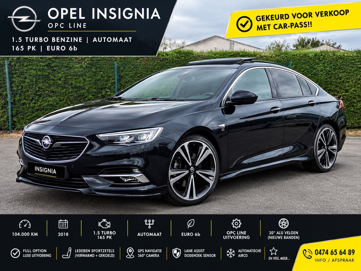 Opel insignia Benzine 2018 Opc Line Automaat Full Option!, Auto's, 4 deurs, Leder, Berline, 1500 cc