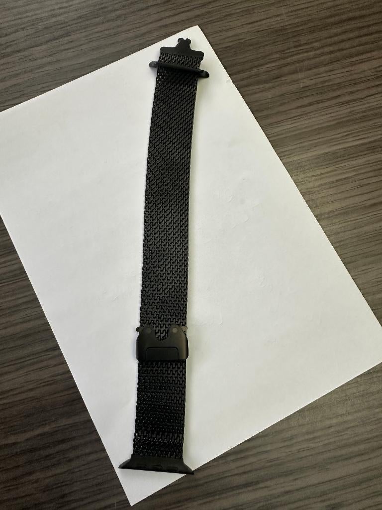 Milanees bandje van zwart titanium (49 mm) apple watch, Handtassen en Accessoires, Smartwatches, Ophalen of Verzenden, Nieuw, Zwart