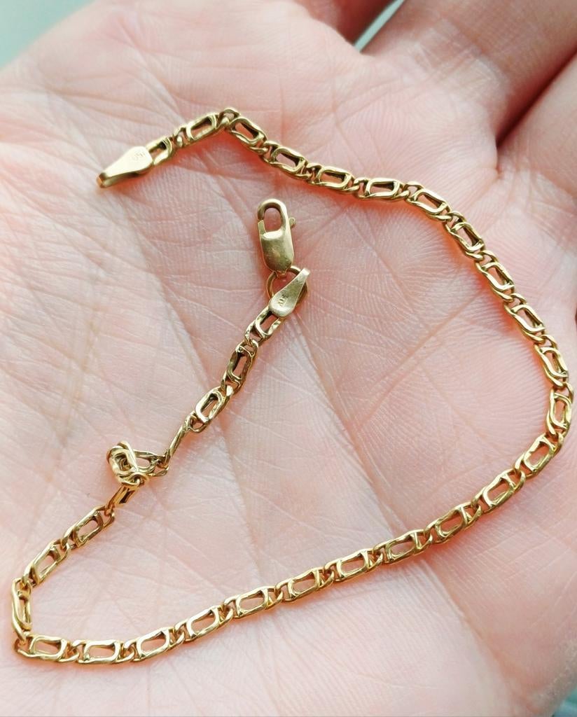 18k gouden schakel armbandje, Ophalen of Verzenden, Goud