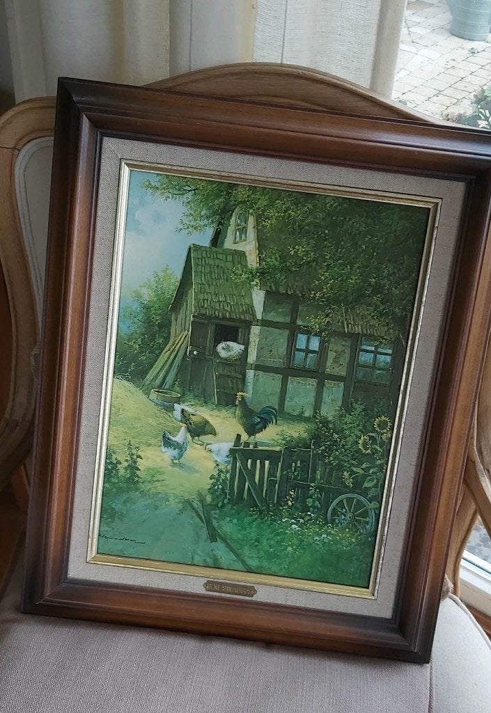 Gesigneerd schilderijtje op doek van Gerhard Neswadba, Antiek en Kunst, Ophalen, Doek, Dieren, Olieverf