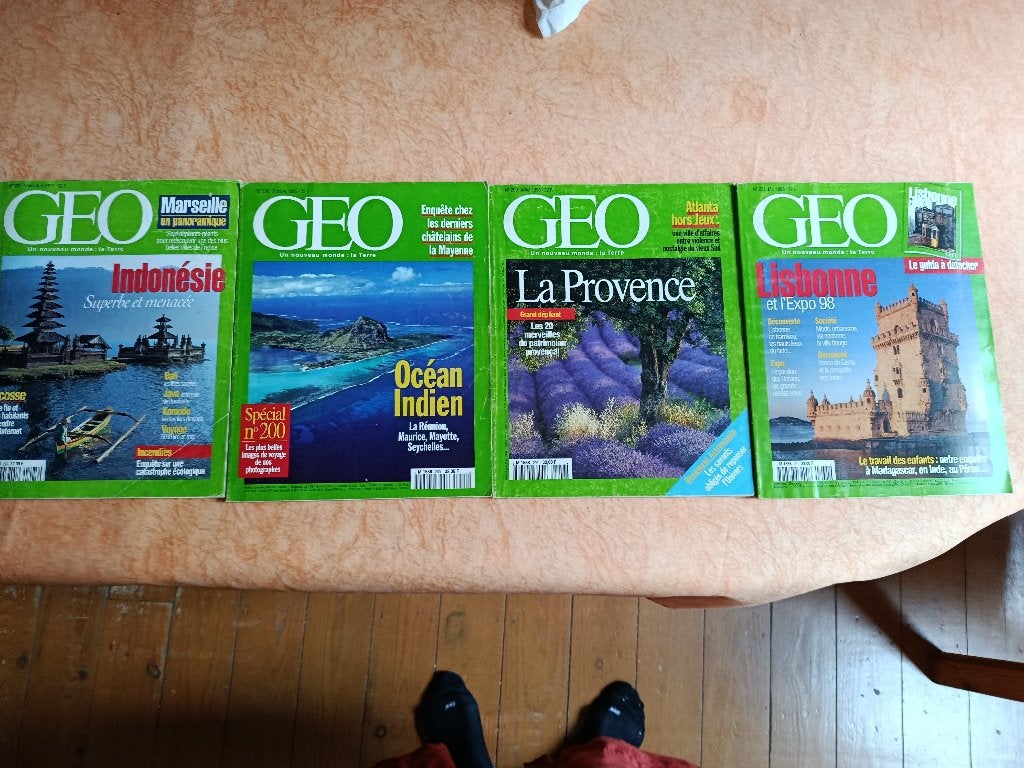 Lot de 4 magazines GEO (1995-1998), Livres, Journaux & Revues, Enlèvement ou Envoi, Utilisé