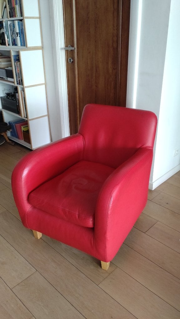 Fauteuils en cuir, deux, Maison & Meubles, 75 à 100 cm, Enlèvement, Utilisé, 50 à 75 cm