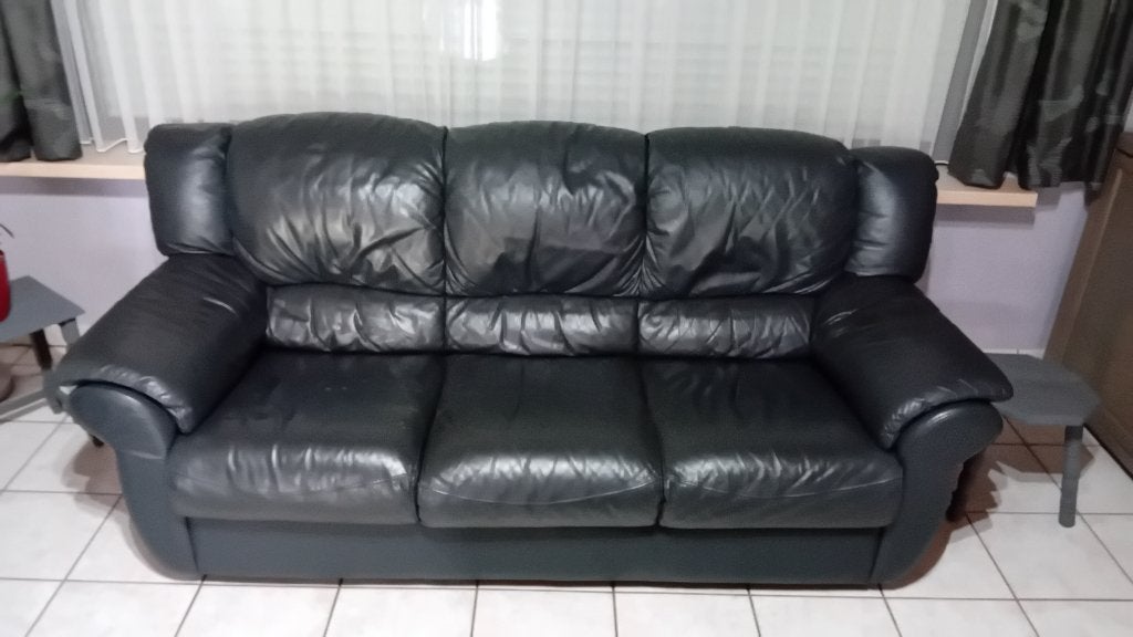 3 zit lederen zetel, Huis en Inrichting, Ophalen, Leer