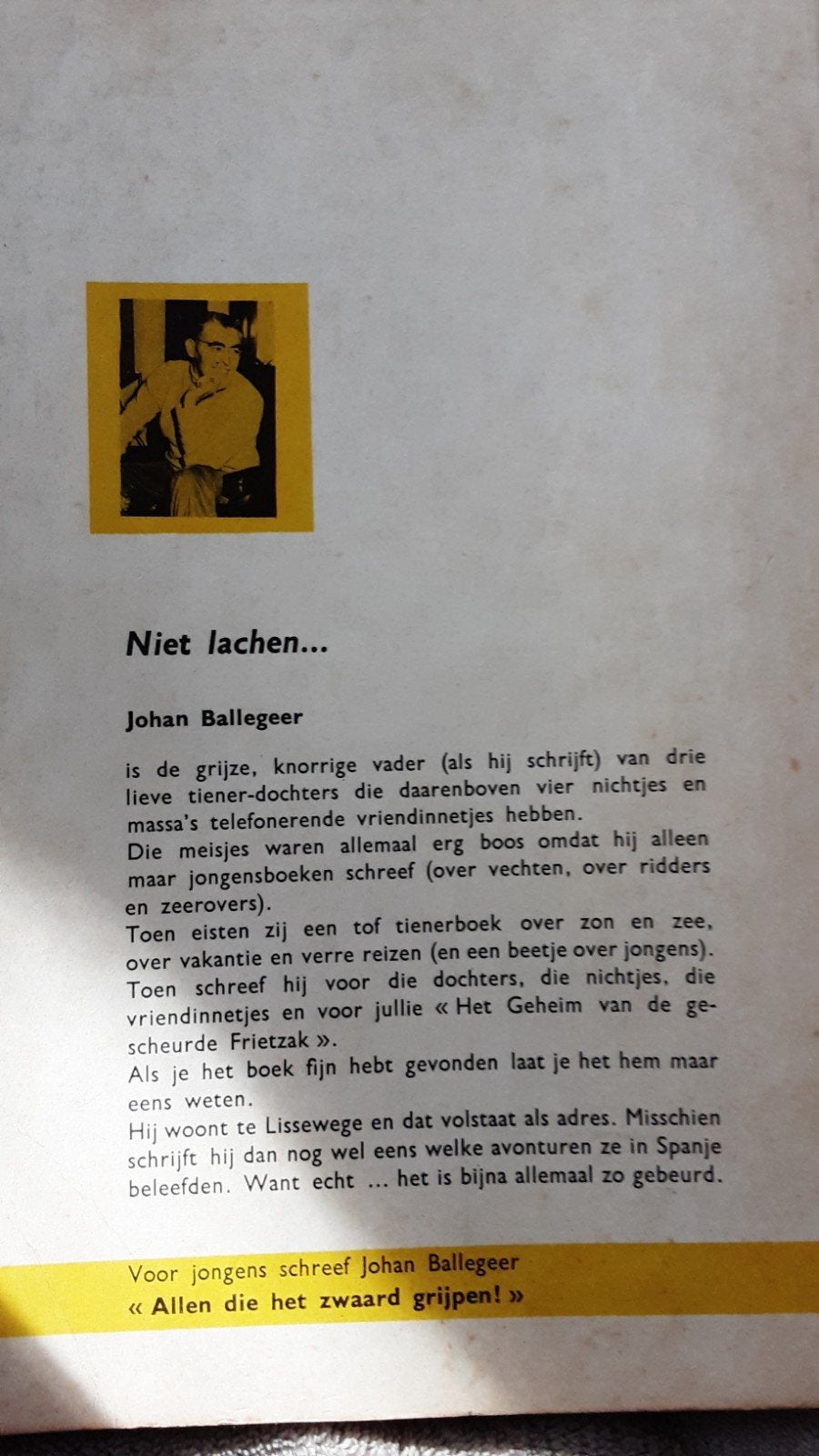 het geheim van de gescheurde frietzak , Johan Ballegeer,1969, Ophalen of Verzenden