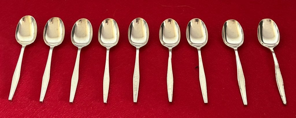 9 verzilverde lepels van Orly Christofle met halve kop, Antiek en Kunst, Ophalen of Verzenden, Zilver