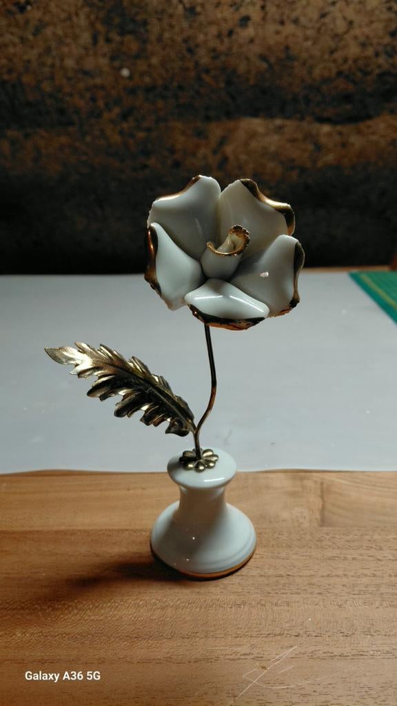 Vintage Capodimonte porseleinen witte roos, Antiek en Kunst, Ophalen