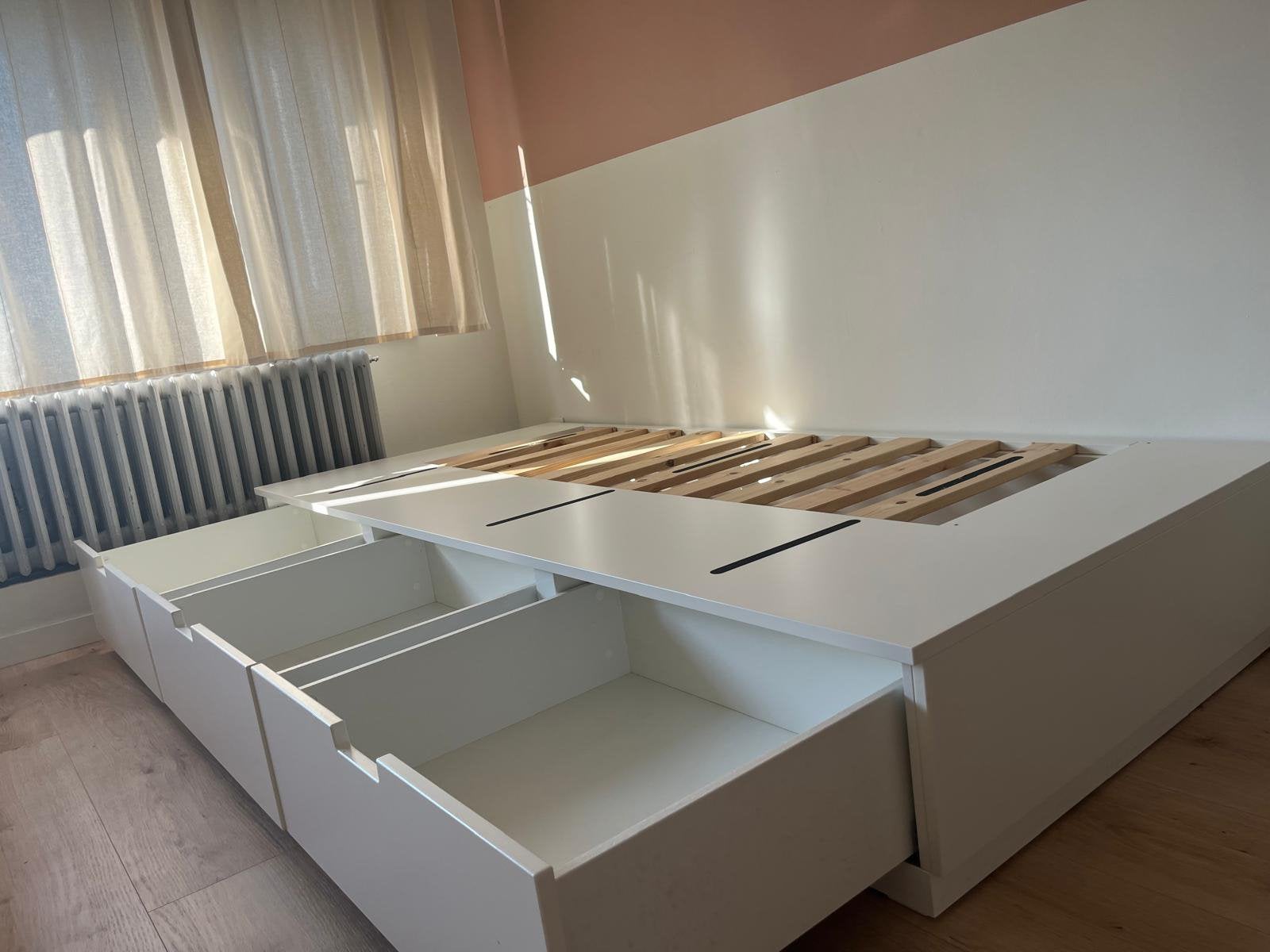 Eenpersoonsbed met lades ikea, Ophalen, 90 cm, Eenpersoons, Wit