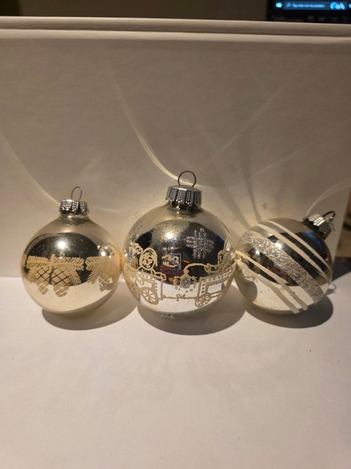 leuk setje zilveren vintage kerstballen, Enlèvement ou Envoi, Utilisé