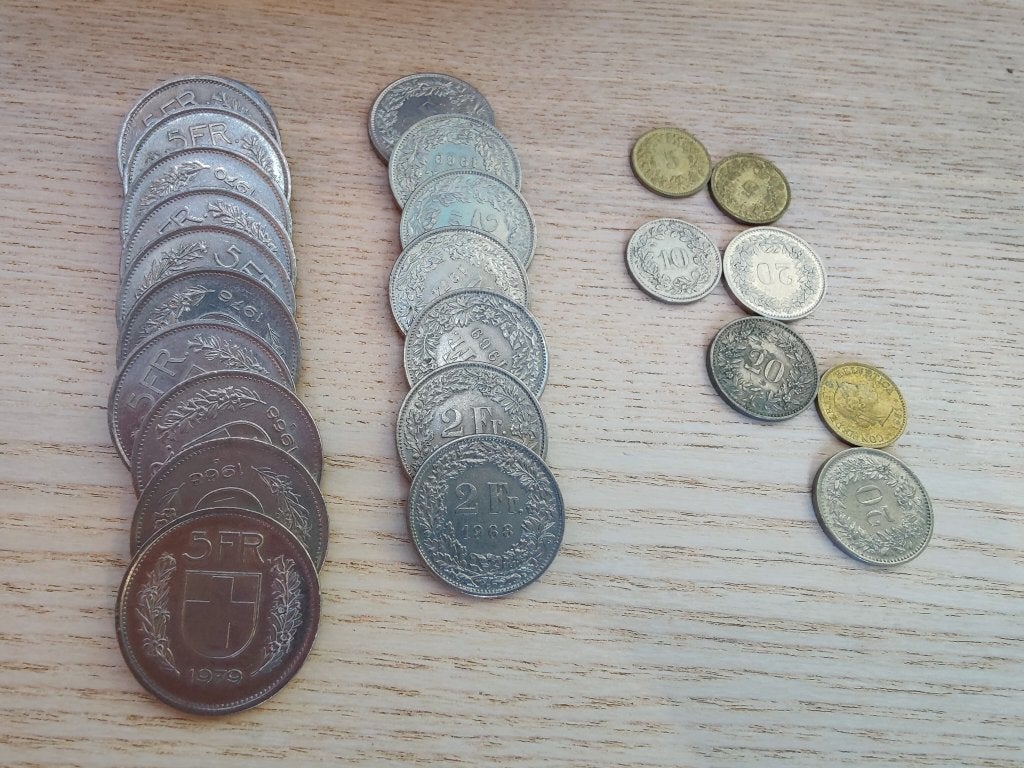 Zwitserse frank, Ophalen, Overige landen, Losse munt