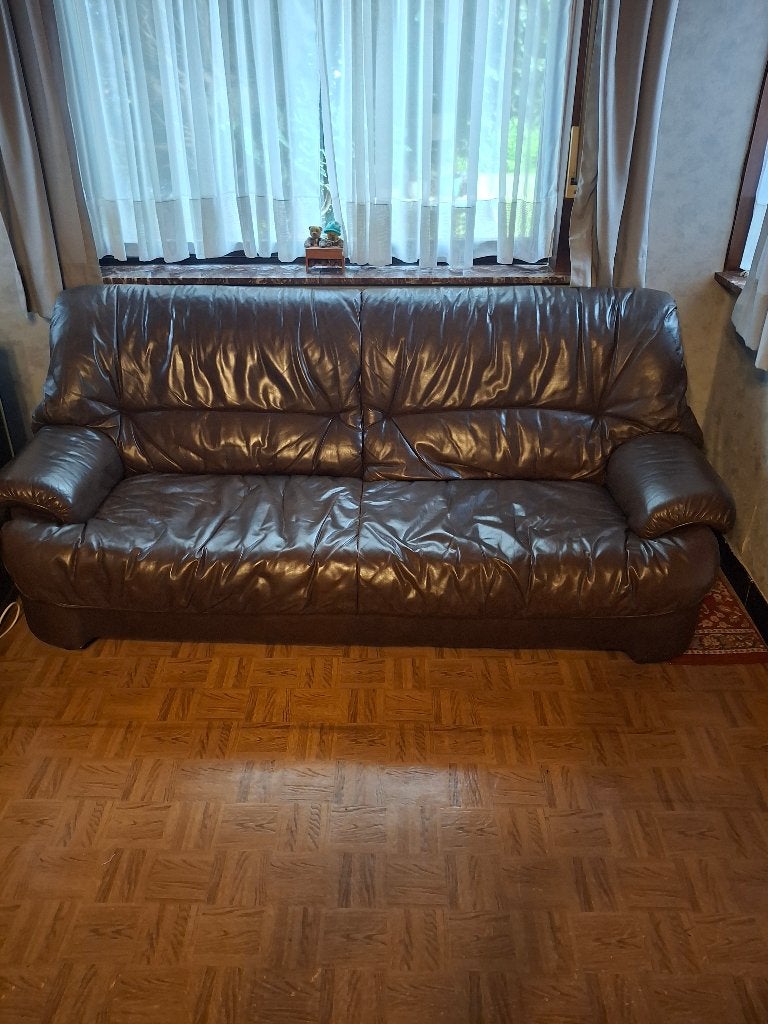 Bruin leder salon, Ophalen, Gebruikt, Leer