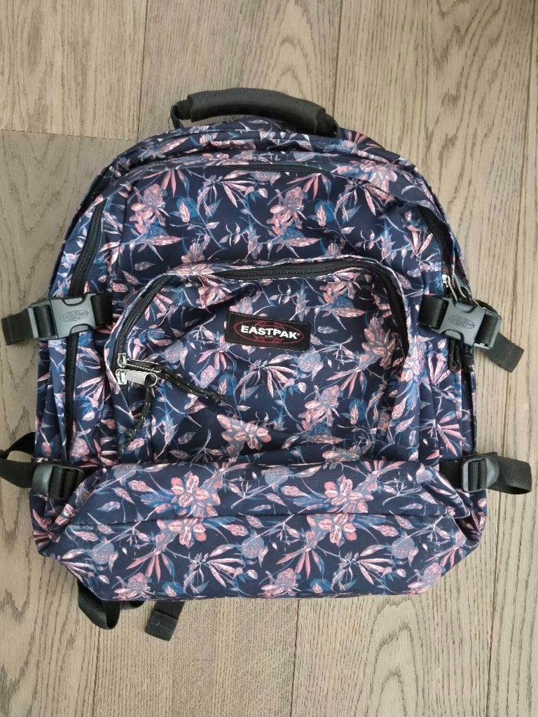 Boekentas met bloemenprint, Rugtas, Paars, Ophalen of Verzenden, 30 tot 40 cm