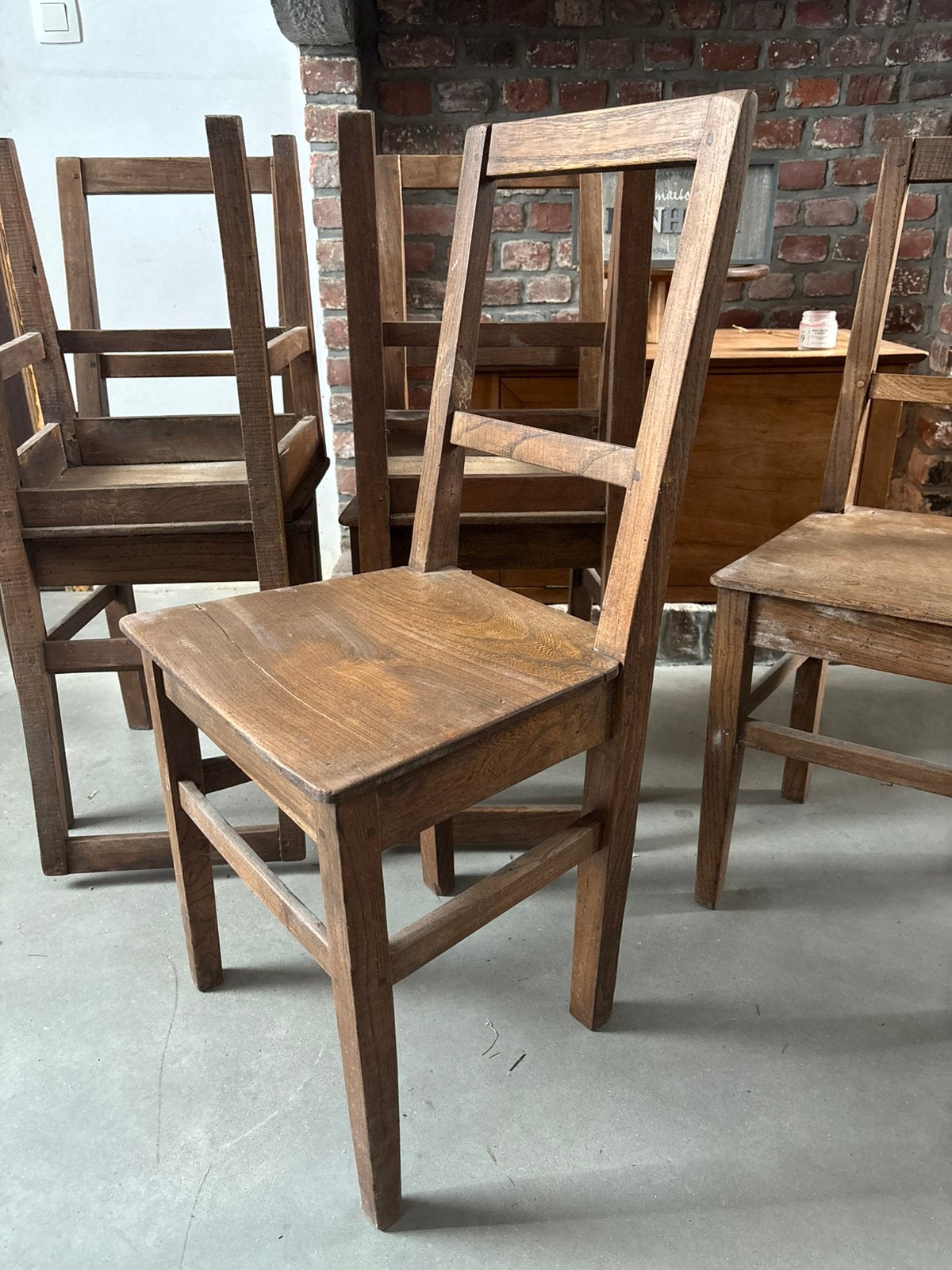 Lot de 6 chaises en bois massif style rustique, Ophalen, Gebruikt, Hout, Eén