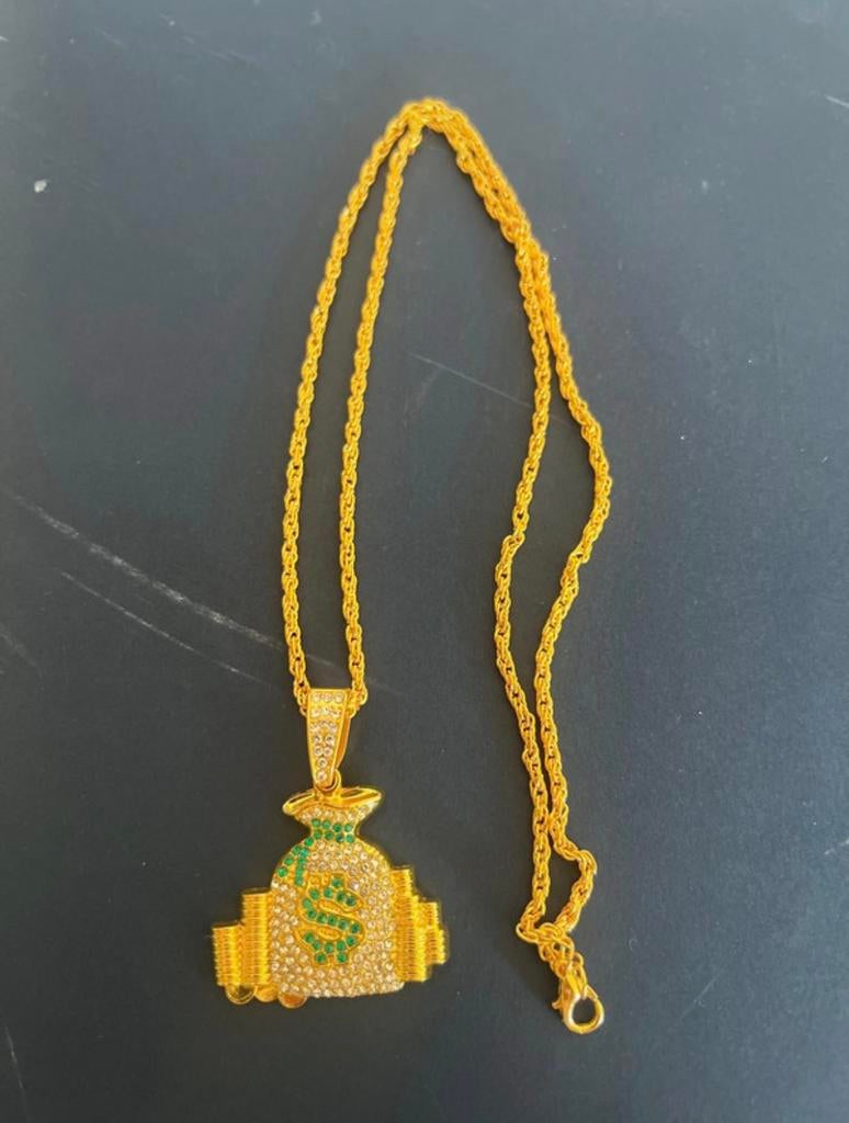 Dollar zak ketting, Met hanger, Nieuw, Ophalen of Verzenden, Steen of Mineraal