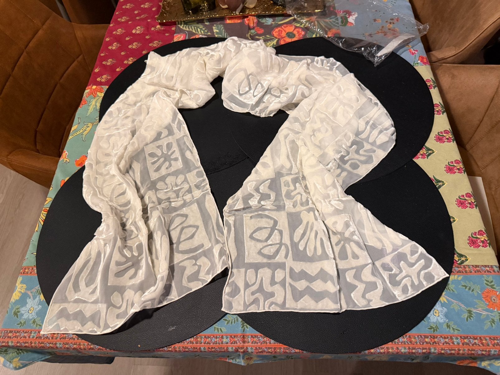 Nieuw fluweel zijde 2 mooie sjaals  schilderen 180x32 90X90, Ophalen of Verzenden, Nieuw