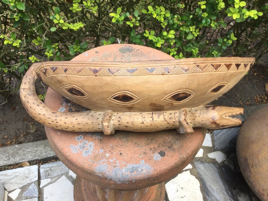 Antiek. houten boot met krokodil Congo 1930, Houtsnijwerk, Ophalen of Verzenden, Handgemaakt, Bruin