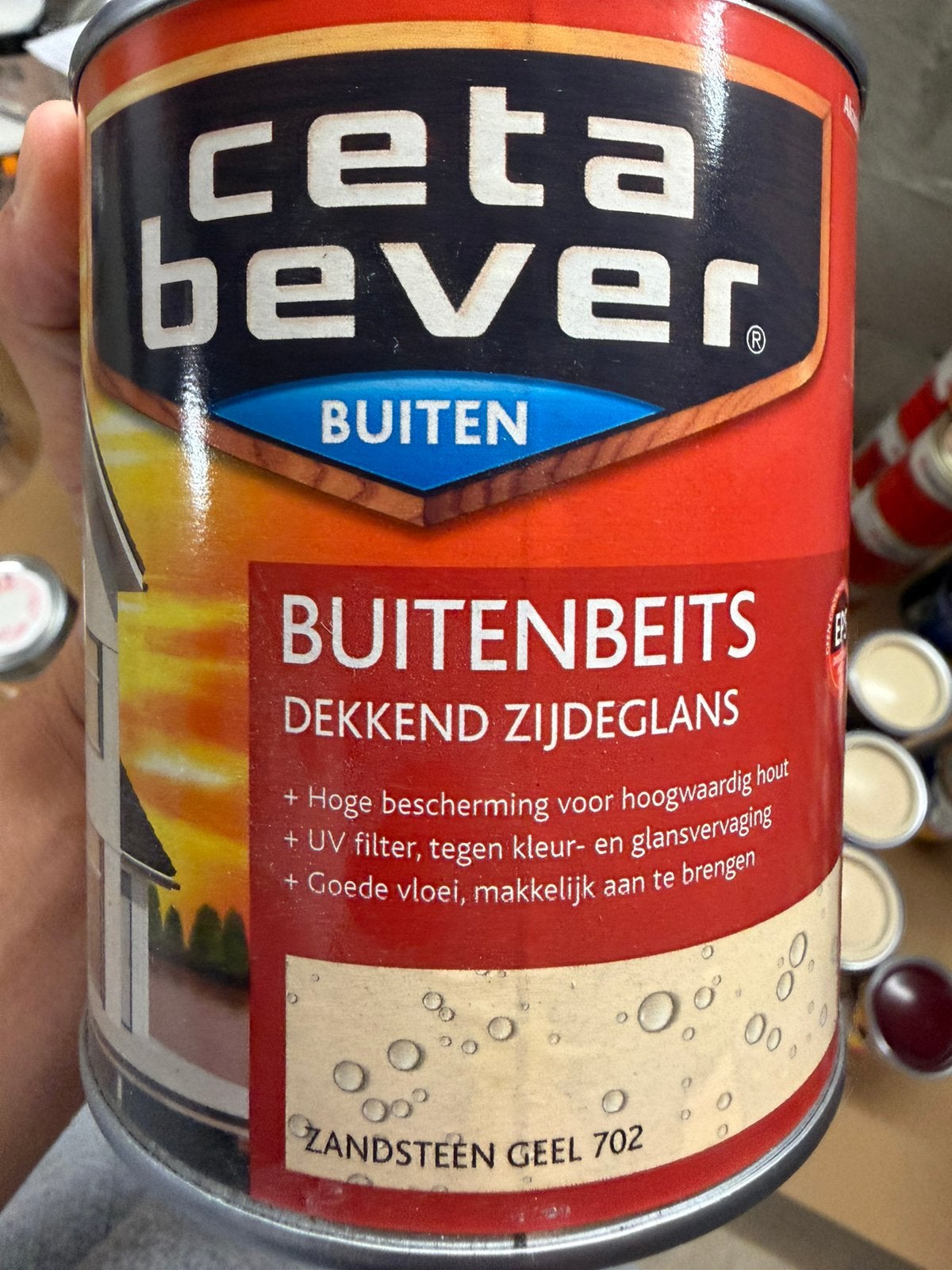 Cetabever dekkende beits zandsteen geel 0,75liter, Ophalen of Verzenden, Nieuw, Geel, Beits