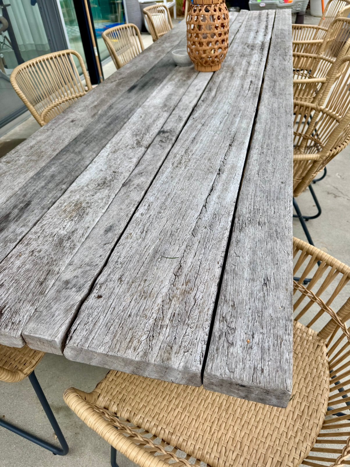 Azobe buiten tafel 310x80cm, Tuin en Terras, Ophalen, Gebruikt, Rechthoekig, Hout