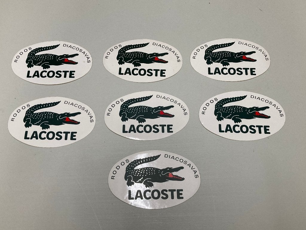 7 ovale stickers Lacoste, Verzamelen, Ophalen of Verzenden, Zo goed als nieuw, Sport