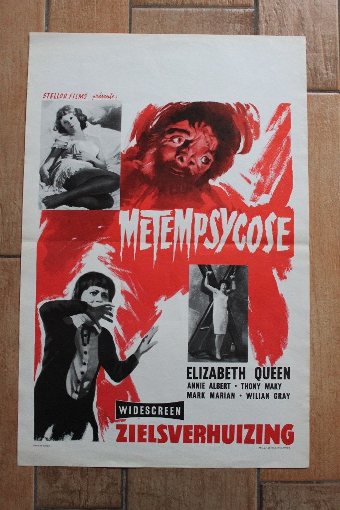 filmaffiche Metempsyco 1963 filmposter, Rechthoekig Staand, Ophalen of Verzenden, Zo goed als nieuw, A1 t/m A3