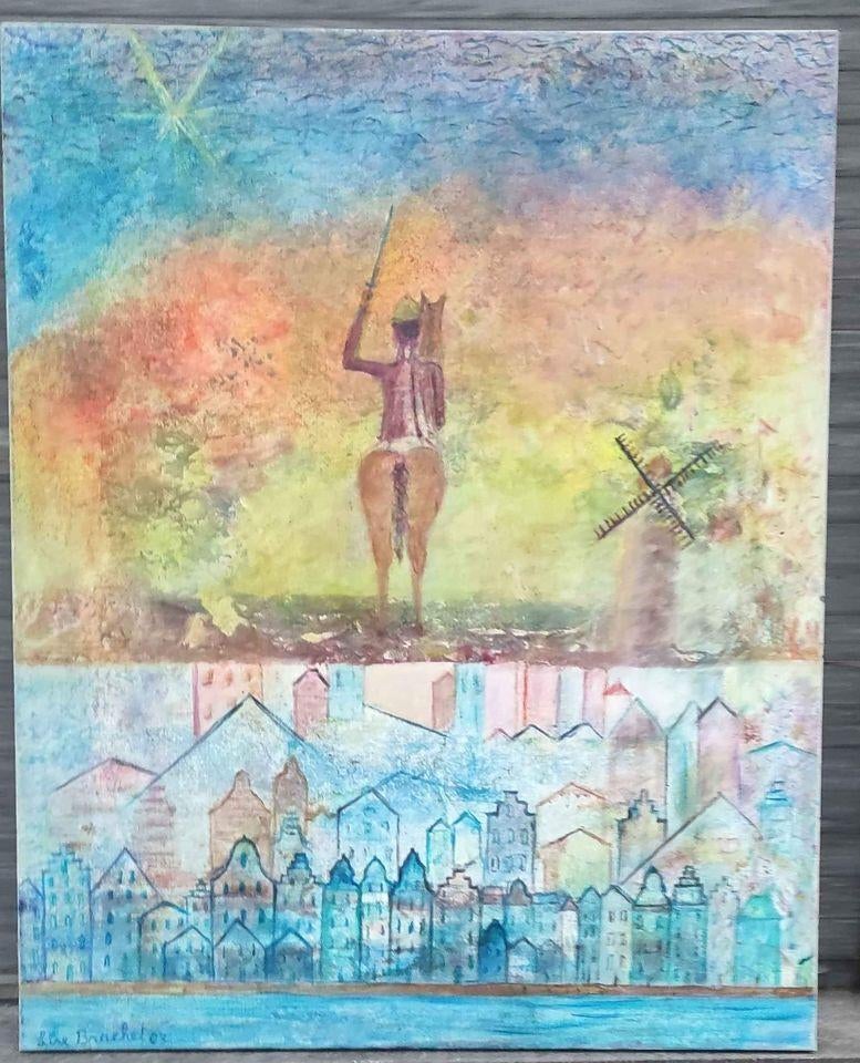 Huile sur toile l homme de la Macha signe lise brachet, Enlèvement