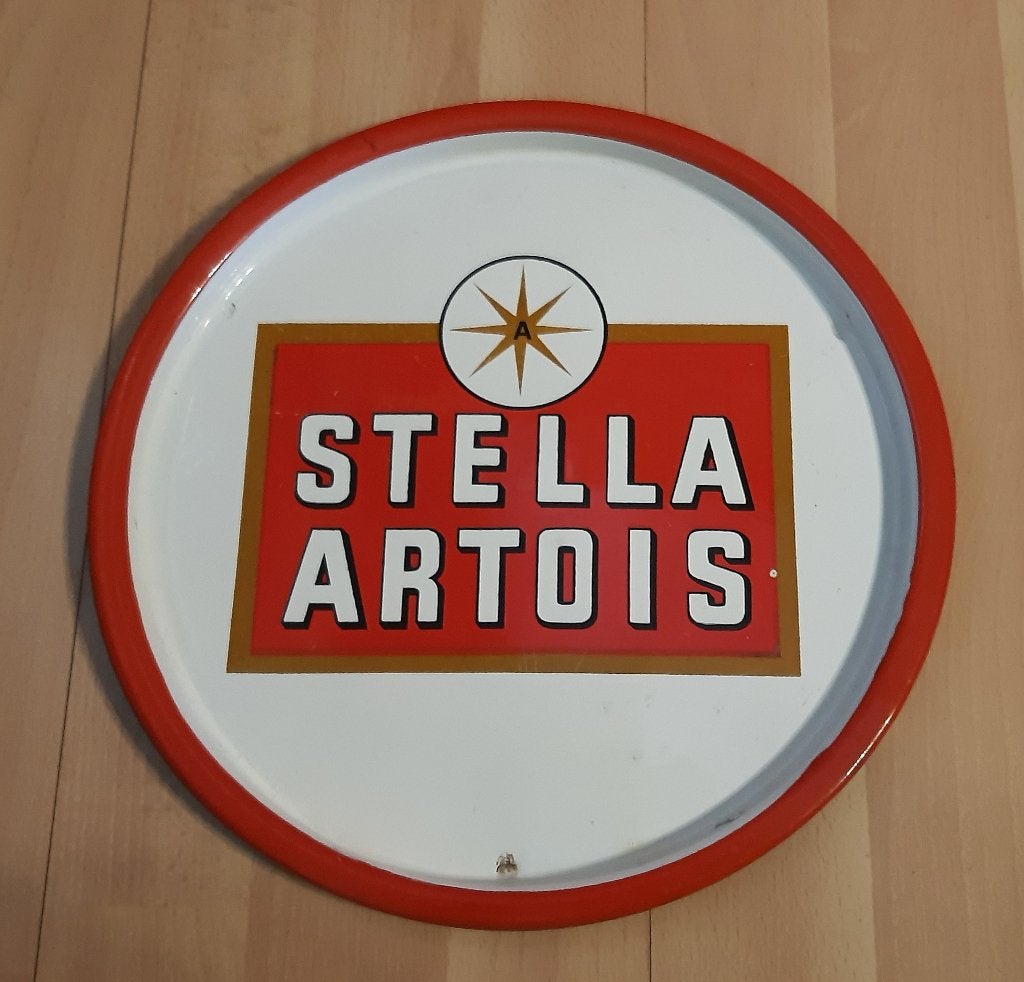PLATEAU DIENBLAD STELLA ARTOIS EMAILLE ZEER GOEDE STAAT, Verzamelen, Ophalen of Verzenden, Stella Artois
